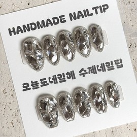Handmade nail tips with full parts on both hands - round / 양손 풀파츠 수제네일팁 - 라운드