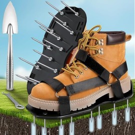 AZNICE1 Lawn Aerator Shoes, Upgrade Heavy Duty Spike Aeration Shoes Lawn with Adjustable Hook&Loop Straps, Easy Installation One-Size-Fits-All Grass Aerators for Lawns Yard Soil Patio (Green)