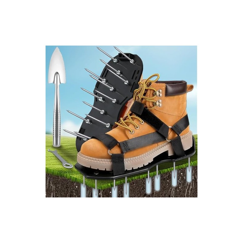 AZNICE1 Lawn Aerator Shoes, Upgrade Heavy Duty Spike Aeration Shoes
