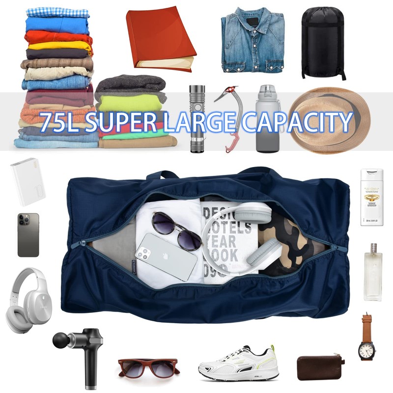 iFARADAY Foldable Duffel Bag 30 inch 75L Large Lightweight Luggage