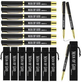Seajan 30 Sets Father's Day Man of God Pens Gifts Christian Father's Day Church Gifts for Men Bible Verse Ballpoint Pens Bulk with Velvet Pouch Religious Baptism Favor for Pastor Clergy Dad Godfather
