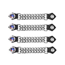 GARGOYLE BELLS Motorcycle Genuine Leather Double Chain Vest Extenders for man (4 pcs)