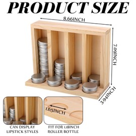 Fiwochic 4 Slot 0.5 oz Wood Balm Tin Display Holder with Engraved Backing Option Holders Natural Color Lip Balm Tin Organizer Dispenser for Retail Market Craft Booth Room Display