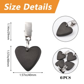 MOROBOR Tablecloth Weights Clips, 6pcs Heart Shape Tablecloth Weights With Stainless Steel Clips for Outdoor Picnic Family Dinner Table Decoration (Black)