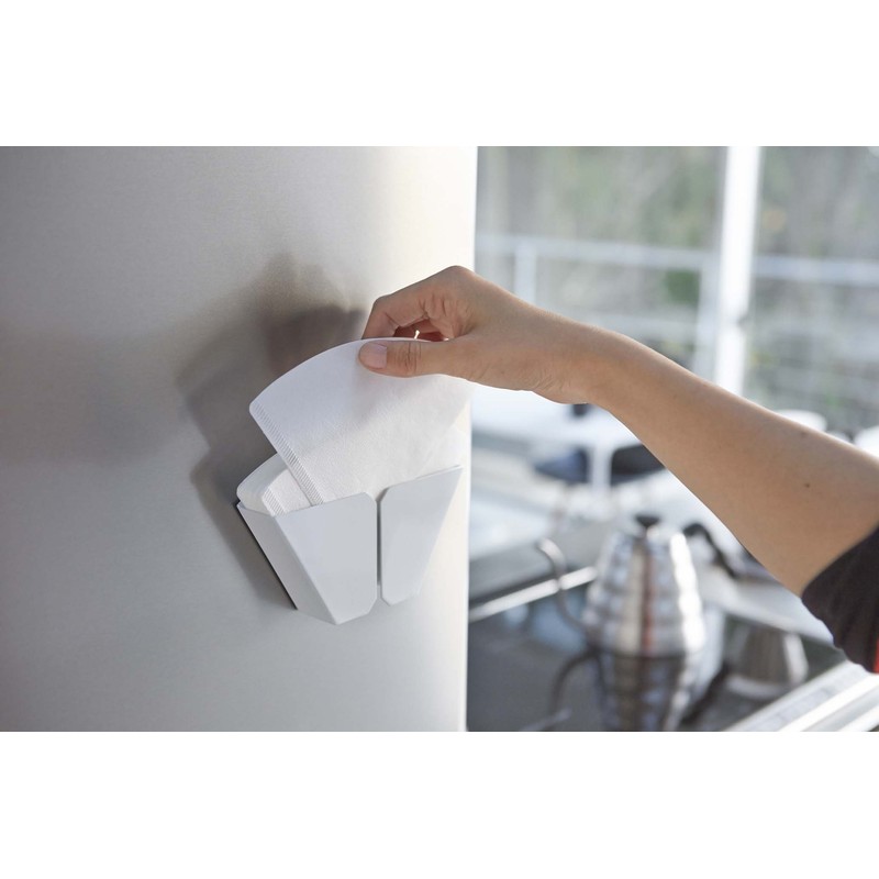 Yamazaki Industries 2977 Magnetic Coffee Paper Filter Holder, Tower, White