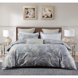 CASA BOLAJ DESIGNED TO DREAM Casabolaj 3 Pieces Vintage Retro Printed Grey Duvet Cover Set (Ferndale, Queen)