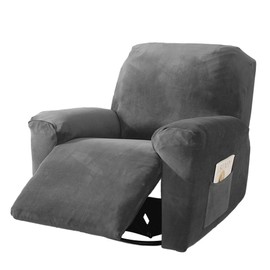 NORTHERN BROTHERS Stretch Recliner Chair Covers, Anti Slip Velvet Recliner Cover, Soft Thick Lazy Boy Recliner Covers Washable for Pets, Light Grey
