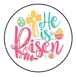 Party Favors Express 1.5 Inch He is Risen Easter Stickers - He is Risen Stickers - Easter Stickers Envelope Seals Labels - D #AA61RK (30 Pcs)
