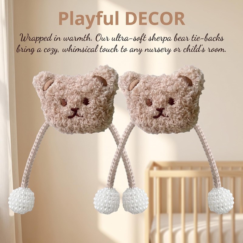 Magnetic Curtain Tie Backs Buckles Little Bear, 2 Pieces