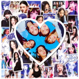 50pcs New Jeans Stickers, Kpop Cool Stickers, Trendy Waterproof Vinyl Decals for Teens Water Bottles Laptop Phone Skateboard Luggage Bicycle Guitar