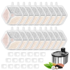 Redoso Cat Water Fountain Filters Replacement for 152oz/4.5L Wireless Cat Water Fountain PTM-643, 18+18 Packs Packs Replacement Filters Sponges Sets