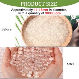 30000Pcs Clear Water Beads, Floral Arrangement Clear Beads, 11-13mm Transparent Filler Beads, Clear Jelly Water Balls, Water Gel Clear Gems, Transparent Water Balls for Weddings Flower Decoration