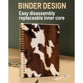 FVBAO Spiral Journal Notebook for Women,A5 College Ruled Notebooks 6"x 8.4", 120 Pages Lined Journal with Premium Thick Paper,Perfect for School Office Home Gifts(Brown Cow western cowhide)