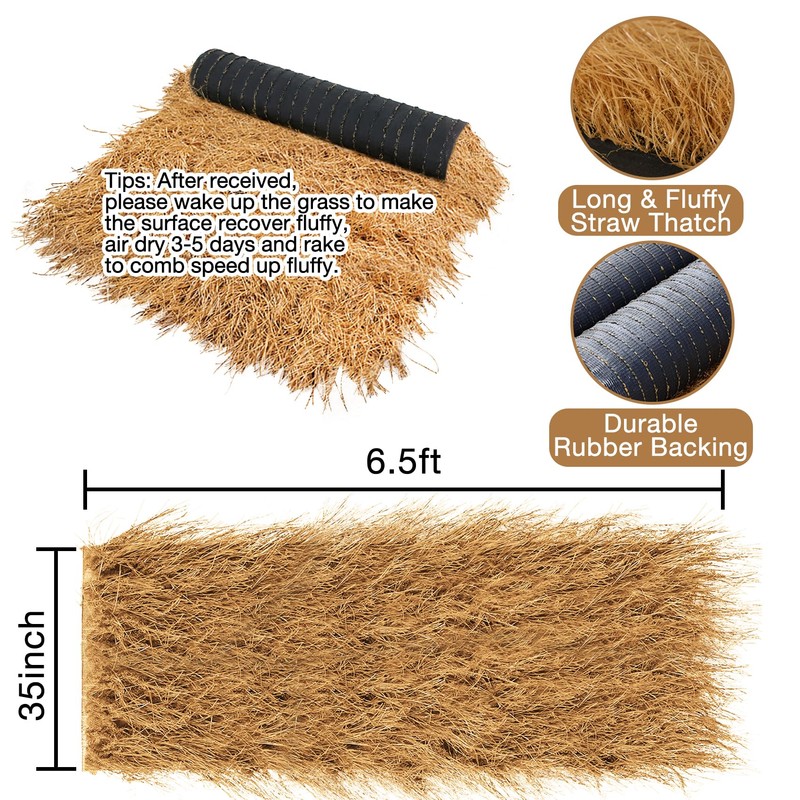 XLX TURF Faux Thatch Grass Roll for Tiki Bar Hut,