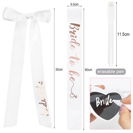 Pack of 4 Hen Party Accessories Women's JGA Veil Bride, Bride to Be Sash, Heart Sunglasses with Pen, Hen Party Decoration Women for Bachelor Party, Bridal Shower and Wedding Photography