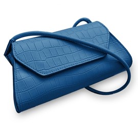 Womens Fashionable Crocodile Textured Hand Bag | Ladies Crossbody Bag | PU Leather Shoulder Bag | Clutch Bag |Top Handle Bag | Ladies Purse | Tote Bag for Casual Work, Shopping, Travel, Party (Blue)
