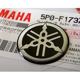 Yamaha 5P0-F1737-00 - Genuine 25MM Diameter Yamaha Tuning Fork Decal Sticker Emblem Logo Silver/Black Raised Domed Gel Resin Self Adhesive Motorcycle/Jet Ski/ATV/Snowmobile