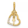 Unbranded 14K Yellow Gold Polished CZ Heart w/Cross Dangle Pendant