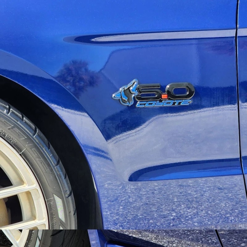 AMP Blue Howling Coyote 5.0 Fender Emblems Fits 15-24 Mustang,