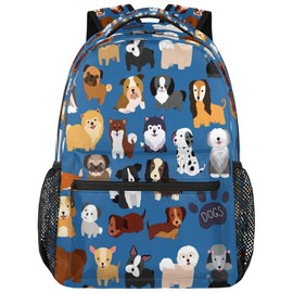 Aglebo Kawaii Dog Backpack for School Lightweight Kids Backpack Large Student Bookbag for Boys Girls Teens Children College Daypack Book Bag