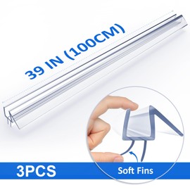 Yecaye 3 Pack 3/8" x 39" Shower Door Bottom Seal,Shower Door Sweep,Frameless Glass Seal Strip,Stop Leaks and Create a Water Barrier, Water Guard 10MM