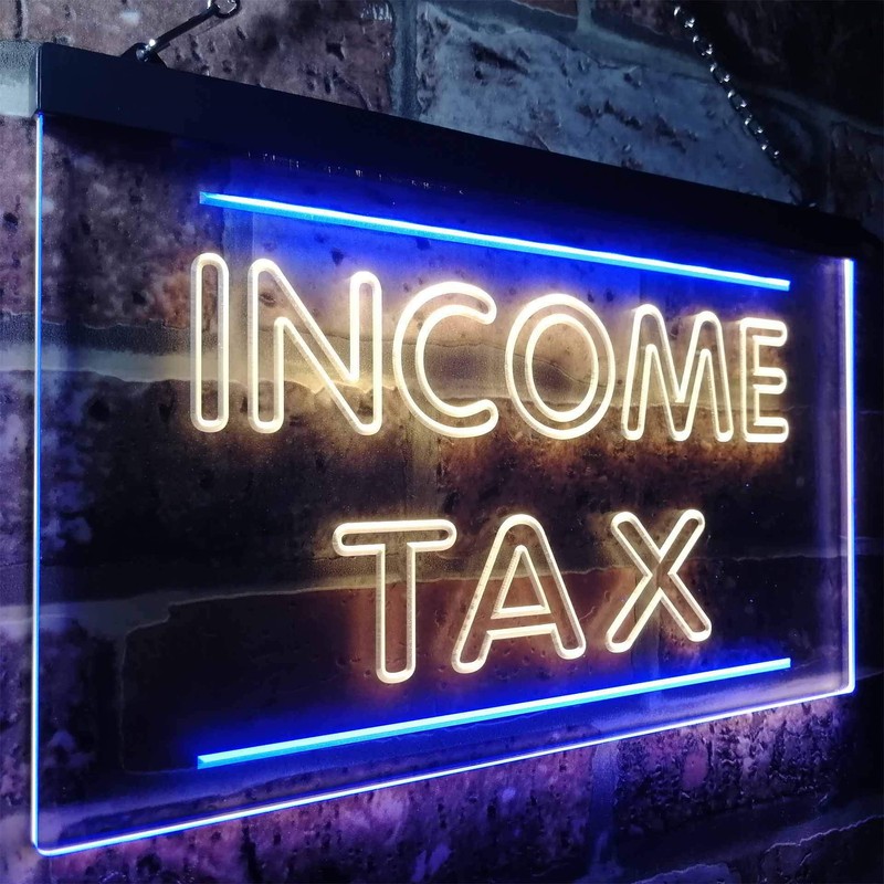 Income Tax Services Display Dual Color LED Neon Sign Blue