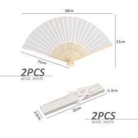 TYGFRT 2 Pieces Folding Hand Fan, Hand Folding Fan, Manual Fan, Chinese Fan, Fabric Handheld Fan, Wooden Folding Fan, Fabric Handheld Fan, Chinese Bamboo Crafts, Chinese Folding Fan