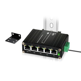 Zhpuostd Mini Managed Industrial 5-Port Gigabit Ethernet Switch 5×10/100/1000BASE-T RJ45 Switch Support Web Management,QoS,Vlan Din Rail /Wall Mount Easy Smart Managed Network Switch