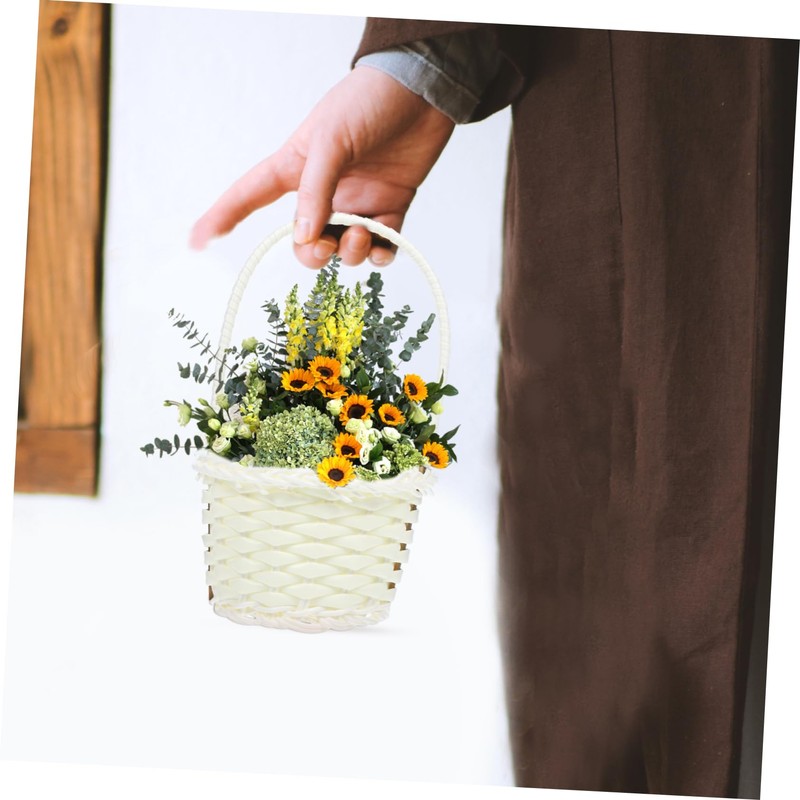 Ciieeo 5pcs Portable Woven Storage Baskets Multi Function Handle Baskets