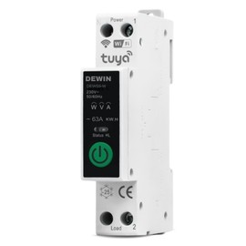 DEWIN Tuya WiFi Circuit Breaker with Timer Smart Meter Function and Remote Control for Smart Home 63A AC 230V