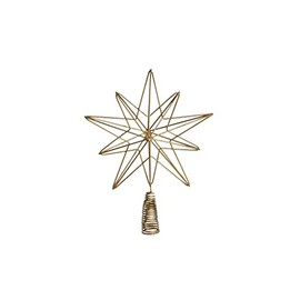 Xmas Star Tree Topper Brass Gold Wire / 16 inch Tree Top Ornament for Christmas Decoration
