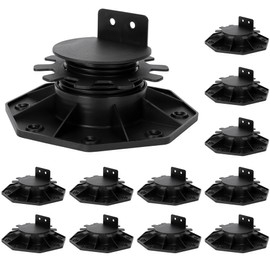 POPMERE 12Pack Adjustable Deck Support, High Load Deck and Floor Support Pedestals for Floating Deck Platform Deck Floor Height Adjustable Range from 1-1/5" to 2-3/10", Black
