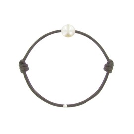 LES POULETTES BIJOUX - Necklace and Bracelet Set White Pearl 8-9 mm with Wax Cord - Classics, Pearl