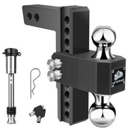 METOWARE METOWARE Adjustable Trailer Hitch - Aluminum Tow Hitch Fits 2-Inch Receiver - Heavy Duty Drop Hitch with 8-Inch Drop/Rise for Truck (12,500 LBS GTW), Double Stainless Steel Locks & Hitch Pin (Black)