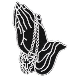 Hands Praying Religion Cross Patch for Iron-On or Sew On Iron-On Patch for Clothes Embroidered Iron-On Patch Applique Rosary Patch Size 6.2 x 9.0 cm