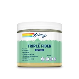 SOLARAY Triple Fiber Powder - Daily Fiber Supplement for Women and Men w/Prebiotics - Gut Health, Occasional Constipation, Digestive Health Support, Unflavored, Vegan, Gluten Free, 30 Servings, 14oz