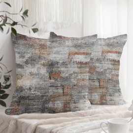 XPHZZL Pack of 2 Gray/Rust Cushion Covers 40cm x 40cm Decorative Square Throw Pillow Covers Home Abstract Style Decor Pillow Cases for Sofa Bedroom Dining Room and Farmhouse 16x16 Inch