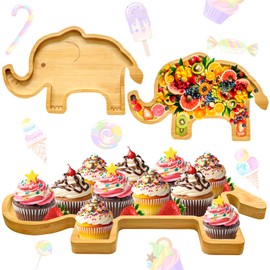 Elephant Charcuterie Board Large Food Board Cute Baby Shower Platter Bamboo Wooden Serving Tray Wood Food Decorative Tray Fillable Serving Board for Food Snack Party Supplies Decoration