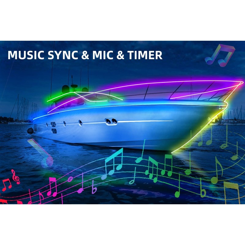 ROLiGHTiC Marine Submersible Boat LED Strip Lights, 50FT IP68 Waterproof