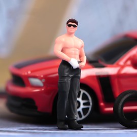 SOUFORCE 1/87 Scale Scene Props Figure Handsome Fitness Man Sunglasses Tiny People Action Figure Model