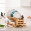 HBlife Bamboo Dish Drying Rack with Utensil Holder, 3-Tier Large