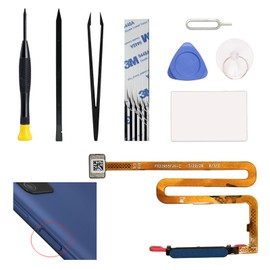 for Galaxy A03S Power Button & Fingerprint Sensor Flex Replacement Repair Part, Compatible with A03S SM-A037U, with Toolkit, Blue