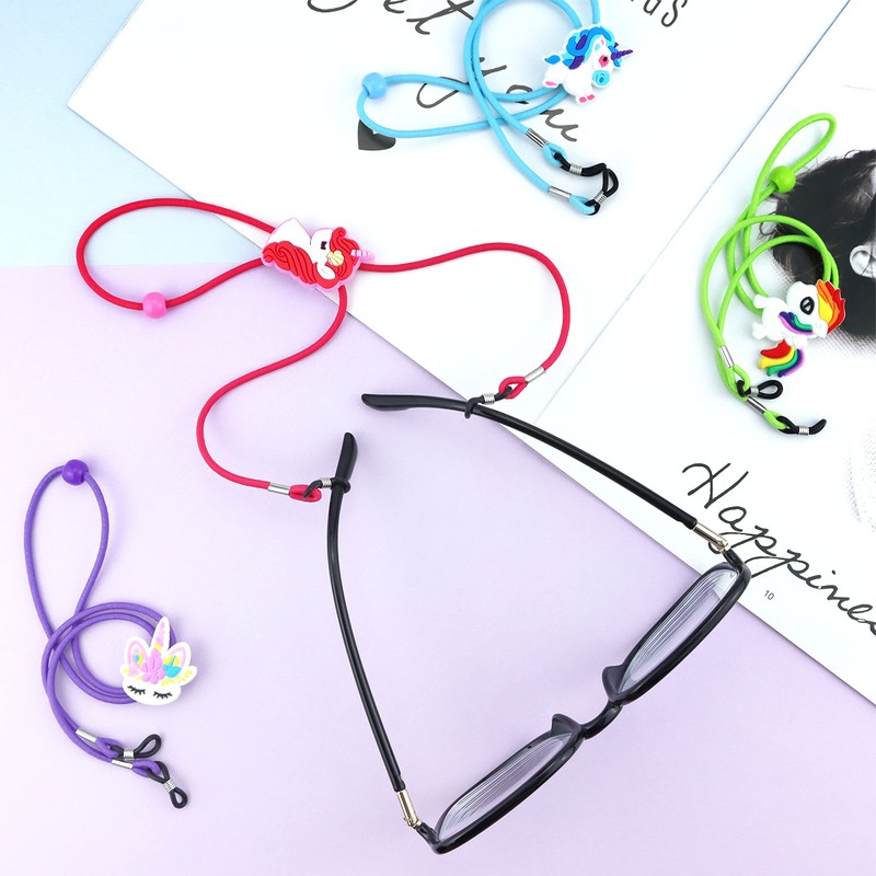 YETOOME 8 PCS Kids Glasses Strap Unicorn Rainbow Anti-slip Eyeglass
