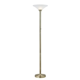 Artiva USA Classic Coordinates, 150W 71-Inch LED Torchiere Floor Lamp with Hammered Glass, Antique Brass, Dimmable