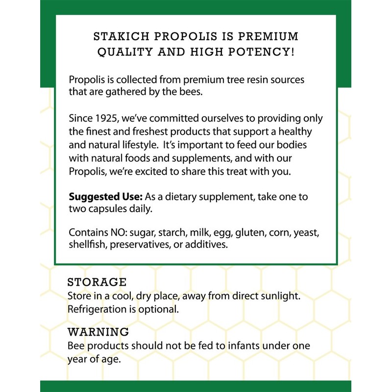 Stakich 500 mg Capsules (Propolis Capsules 500 mg (500 Count))