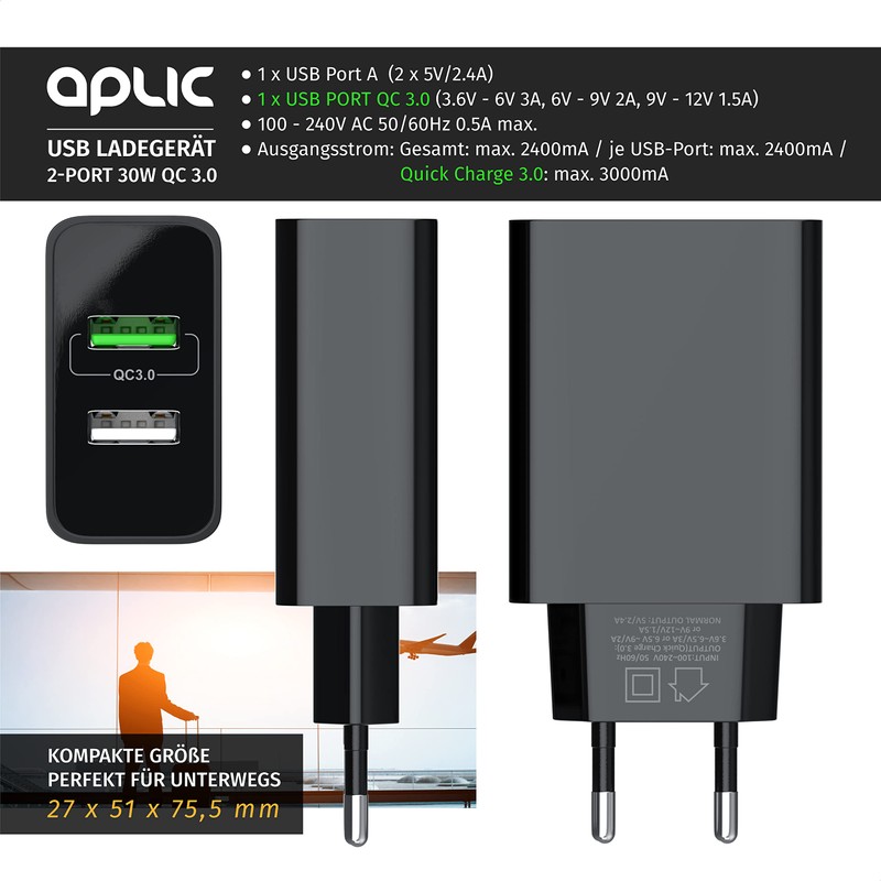 CSL USB Charger 30 W QC 3.0 2 Port Power