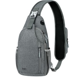 Voova Sling Bag Crossbody Backpack for Men Women, Waterproof Small Chest Shoulder Cross Body Bag Travel Hiking Casual Daypack, Grey