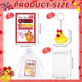 Seenelling Seenelling 20 Set 40 Sets Cheer Gifts Bulk Duck Keychain You've Been Cheer Ducked Tags Inspirational Gift for Cheerleader Team (Red)