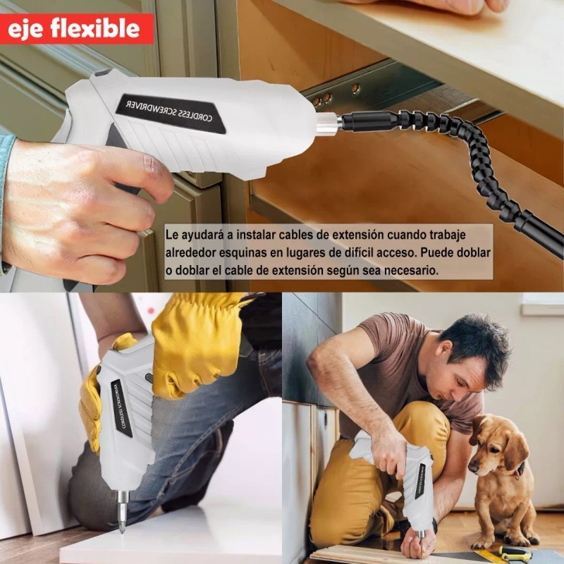 Burkey Destornillador Taladro Eléctrico Inalámbrico, Set 47pcs 3.6v