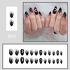 24 Pcs Press On Nails medium, Full Cover Black With